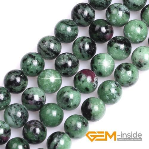 Natural Stone Green Rubys Zoisite Beads Selectable Size 4/6/8/10/12mm DIY Beads For Jewelry Making Strand 15 Inches
