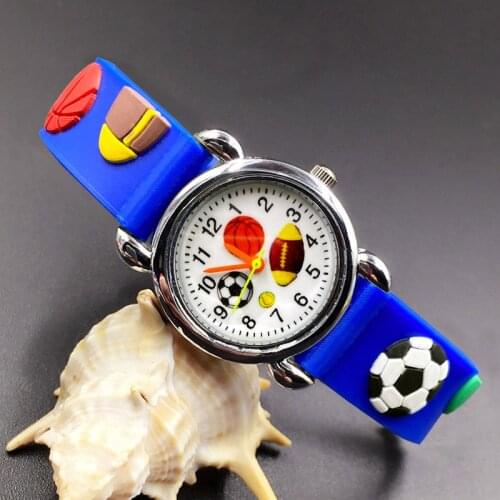 Cartoon Football basketball rugby style Childrens Watches Kids Students girls Quartz 3D Silicone strap Wrist Watch 04