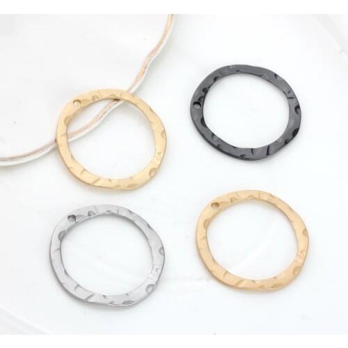 Zinc Alloy Silver Gold Geometric Round Circle Ring Charms Pendant Connector 6pcs/lot 33mm For DIY Earring Jewelry Accessories