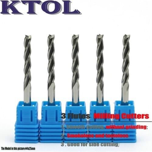 3.175mm CEL25-52mm 3 Flute CNC Milling Cutters for Wood Long Endmill Carbide Tungsten Router Bits CNC Woodworking Cutter Tools