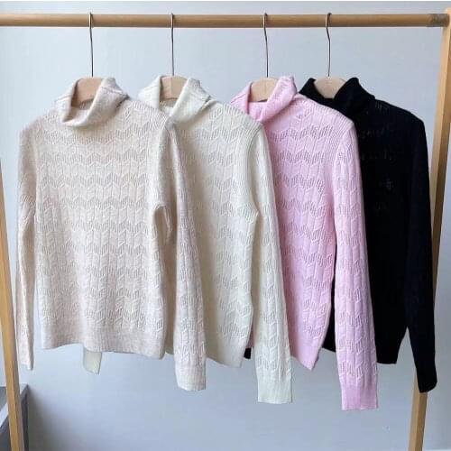 Fyion 2021 New Fall Runway Vintage Cashmere Pullover Women Knitted Sweater Chic Loose Solid Jacquard Jumper