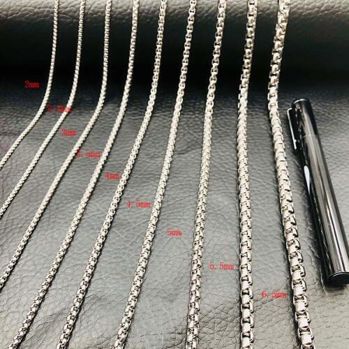 Huan Wen Box Square Rolo Link Chain for Men Silvery Curb Chain Necklace 45-60cm Fashion Jewelry DIY Finding NK016