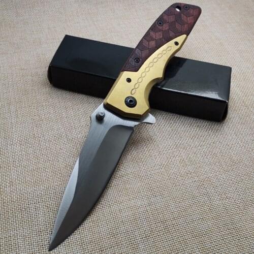 Damascus steel Pocket Folding Knife Tactical Military 440C Blade Wooden Handle hunting knife outdoor camping Self Defense Knives