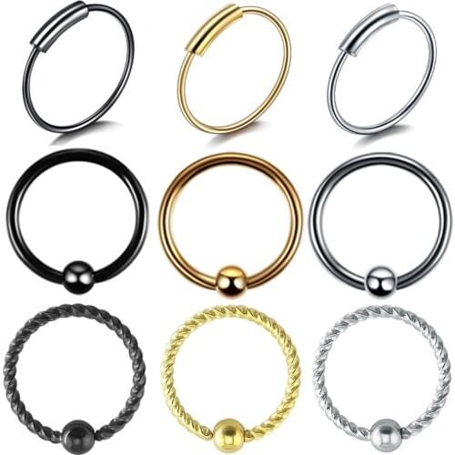 3Pcs/Lot Stainless Steel Body Piercing Jewelry Seamless Open Nose Hoops Ear Cartilage Tragus Earrings Eyebrow Nose Lip Rings