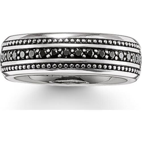 Silver Plated Black Zirconia-pave Overtaking Lane Rings, European Most Fashion Trendy Ring Jewelry Best Ring Gift for Women Men