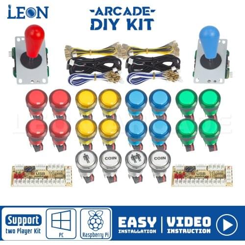 Kit Arcade 2 Player Raspberry Zero Delay Encoder Kit Led Arcade Button Style Illuminated 5pin 8 Way Arcade Joystick Mame Jamma