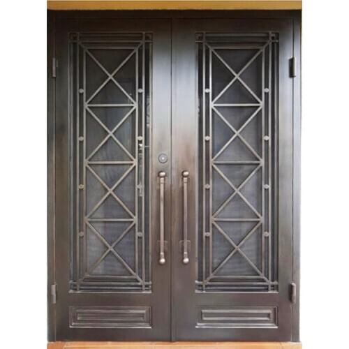 Hench wrought iron doors design With dual panel glass delivery to Australia house hc-1