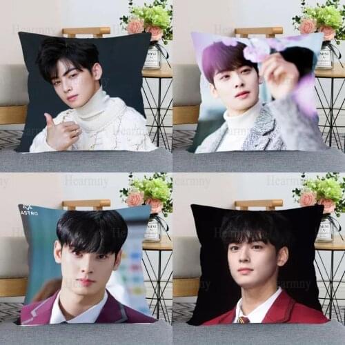 KPOP Cha EunWoo Pillow Case For Home Decorative Pillows Cover Invisible Zippered Throw PillowCases 40X40,45X45cm 0303