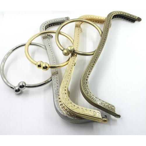 22cm M shape knurling metal women purse frame clasp bag making hardware accessories 3pcs/lot