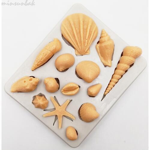 Minsunbak Marine Series Shell Conch Chocolate Mold Cake Decorated Fondant Mold DIY Gumpaste Baking Tools