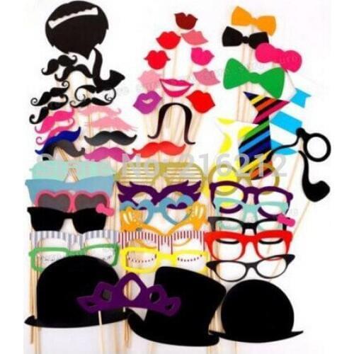 Fashion Hot 58pcs/set Funny Photo Booth Props Hat Mustache On A Stick Wedding Birthday Party Favor