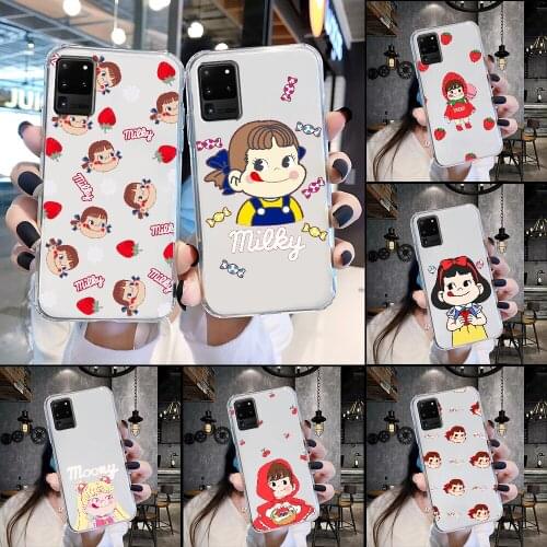 Cartoon Fujiya Peko Milky Girl Phone Case For Samsung Galaxy Note 4 8 9 10 20 S8 S9 S10 S10E S20 Plus UITRA Ultra transparent 3D