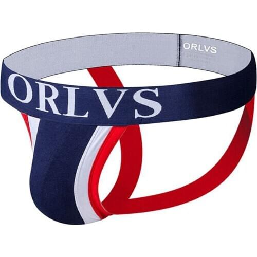 2020 ORLVS Brand Sexy Mens Jockstraps Gay Jocks Cotton Low Rise Thongs Gay Underwear Double pipe Strings Brief Bikini Backless