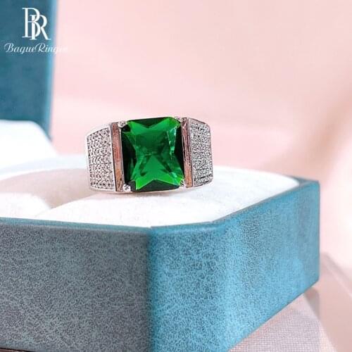 Bague Ringen Luxury Mens Open Ring 8 Carat Emerald Silver 925 Jewelry With Gemstones Gorgeous Gift Classic Wedding Party Rings