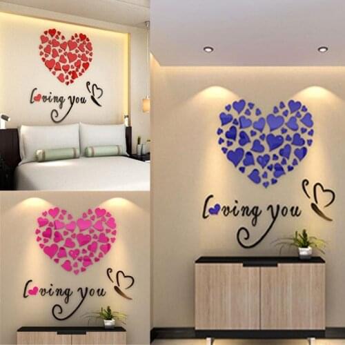 DIY Wall Stickers Home Decor Living Room New Sets Wedding Room Stickers Creative Romatical Love Heart Art Decals Decorations