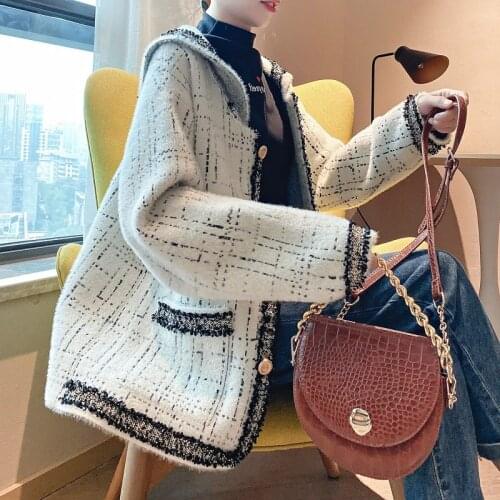 Mink velvet jacket womens knitted cardigan sweater women new loose Korean students spring and autumn casual tops