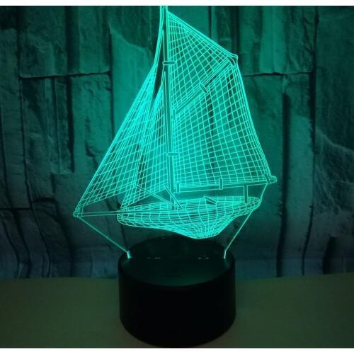 New Sailing Vessel 3d Nightlight Usb Powered 7 color Table Moderne Desk Lamp Touch Led Visual Light Gift 3d Usb Table Lamp