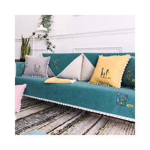 New Nordic Chenille Embroidered Sofa Mat Four Seasons Universal Non-slip Sofa Mat Cover