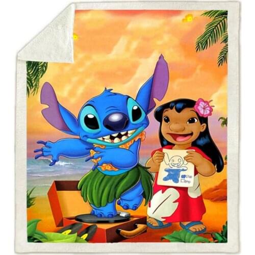 Lilo & Stitch 3D Printed Sherpa Blanket Thows Quilt Cover Travel Bedding Velvet Throw Fleece Blanket on Bed Sofa Boys Girls Gift