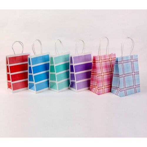 12pcs Gift Paper Bags with Handle Small Paper Gift Bags Accessories Clothing Packaging Packing Bags