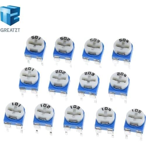 GREATZT Trimming Potentiometer RM065 top adjustment 100R-1M RM065 WH06-2 Variable Resistors Assorted Kit 13Type*5pcs=65PCS KIT