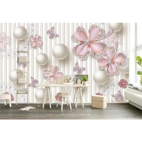 Custom 3D Photo Wallpaper luxury 3D jewel circle white ball Large Mural Living Room Bedroom TV Backdrop Wall Painting Wallpaper