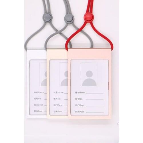 Durable Aluminum Vertical ID Cover Card Holder Metal Name Card ID Badge Holder Protector With Lanyard