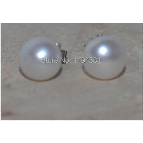 Christmas Gift Pearl Jewelry, Wedding Gift 6.5-7mm White Color Natural Freshwater Pearl Earrings S925 Sterling Silvers Earring