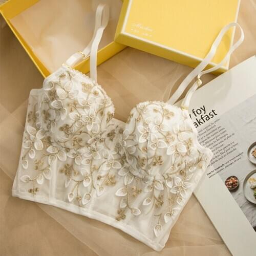 Sexy Lingerie Embroidered Underwear Set Women Lace Broadside Push Up Bra French Lace Bralette Female Padded Bra and Panty Set