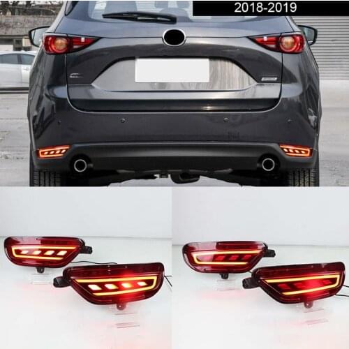 2pcs LED Rear Fog Lamp Car Rear Bumper Brake Light Dynamic Turn Signal Light Reflector For Mazda CX-5 CX5 2018 2019