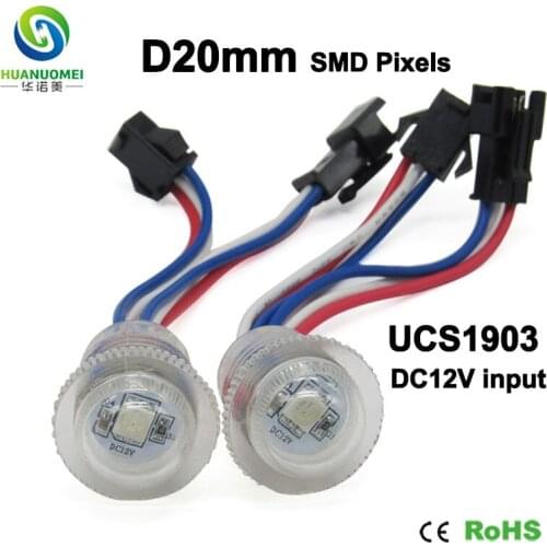 12V 20mm UCS1903 Adressable LED Pixel Module Light Source 5050 SMD RGB Digital Bulb TV Christmas Amusement Ride Park Solar Lamp