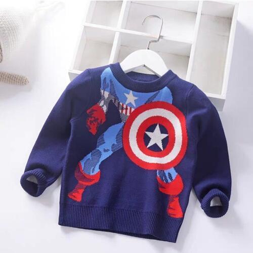 2 3 4 5 6 7 Years Toddler Boys Sweaters Cartoon Thicken Autumn Winter Knitted Sweater for Boy Kids Clothing Children Pullover
