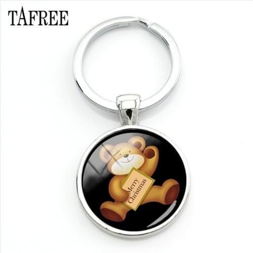 TAFREE Brand Cute Bear Merry Christmas Key Chain New Snowman Keychains Best Friend Handcrafted Badge Jewelry CM56-25