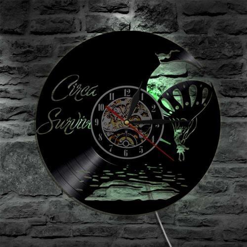 Circa Survive Vinyl Clock Led Wall Light Vintage Silhouette Record Handmade Gift Cool Living Room Interior Decor Art Lamp