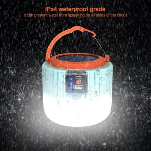 Waterproof Bright Remote Control Solar LED Camping Lantern USB Rechargeable Light Bulb Portable Tent Light for Hiking Fishing