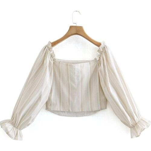 Ladies Striped Printed Blouse Long Sleeve Zipper Top Cute Sweet Girly Shirt