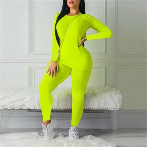 Active Wear Women Solid Casual Set Long Sleeve T-shirts+Legging Pants Sportswear Sport Suit Mujer jogging Fitness Tracksuit Sets