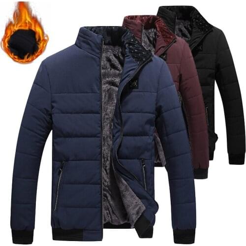 Winter Warm Jacket Men Parkas Thicken Fleece Coat Mens Stand Collar Ziper Jackets Male Heated Clothing Fashion Outwear 5XL