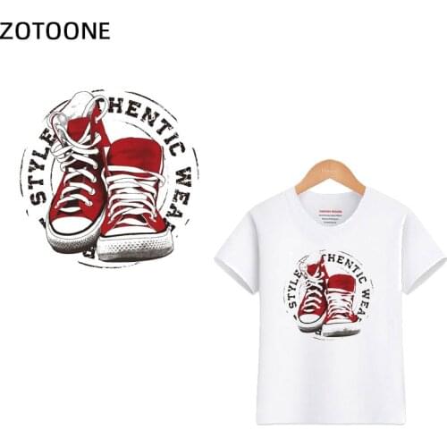 ZOTOONE Fashion Red Shoes Iron on Transfer Letter Stripe Applique on Clothes Iron Patch Summer Style Ironing Vinyl Sticker G