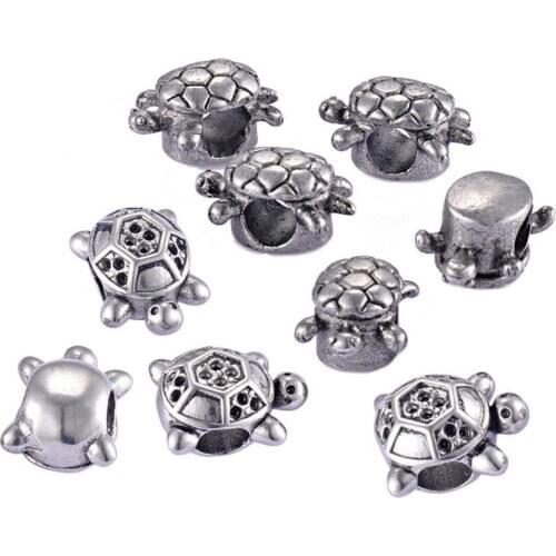 10pcs/lot Vintage Stainless Steel Animal Sea Turtle Spacer Beads for Bracelet&Necklace Diy Jewelry Makings Dropship 2Styles