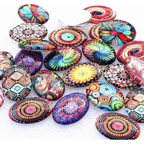 18x25mm Random Mixed Retro Flowers Oval Glass Cabochon Flatback Photo Dome Jewelry DIY Accessories Tray by pair 20pcs/lot K06107