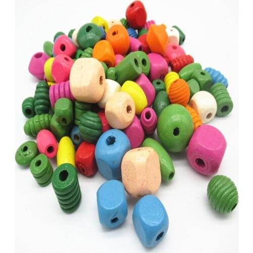 20g/bag mix size mix color shapes wooden round beads Environmental protection wood beads Home decoration Handmade baby Crafts