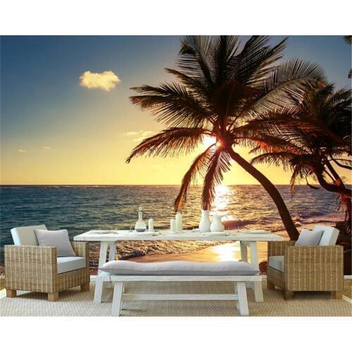 3d Sea View Wallcovering Wallpaper Sea Sunrise Sunset Seaside Coco Living Room Bedroom Kitchen Painting Wallpapers Wall Coverin
