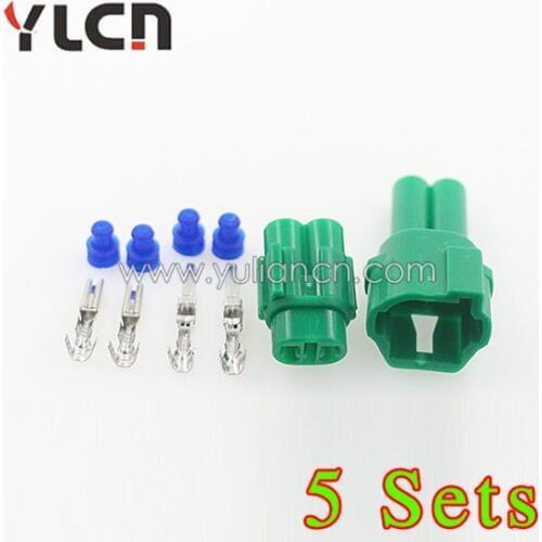5 Sets male to female part electrical automotive cable housing 2 pin connector