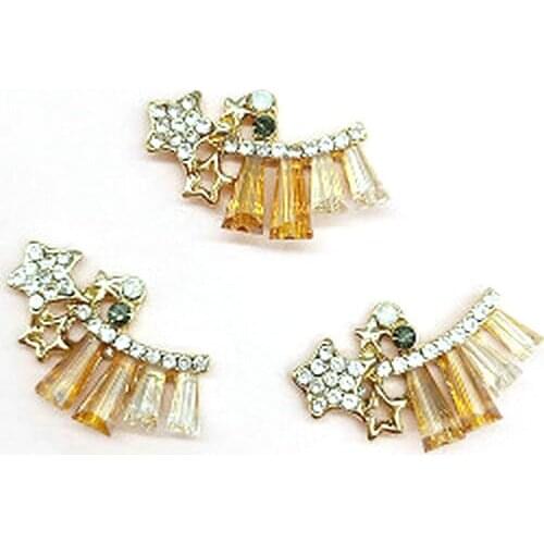 5pcs/lot New Alloy Gold Rhinestone Star Sector Buttons Ornaments Jewelry Earrings Choker Hair DIY Jewelry Accessories Handmade