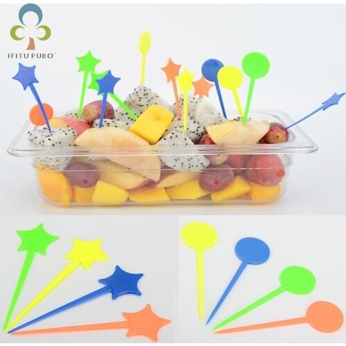 50pcs Reusable Pick Toothpick Plastic Forks Animal Bento Accessories Kitchen Bar Kids Dessert Tableware Party Supplies ZXH