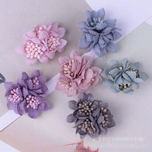 6Pcs DIY 3D Flowers Patch Applique Lace Trim Fabric Wedding Dress Flowers Hat Hair Veil Clothes Headwear Decoration