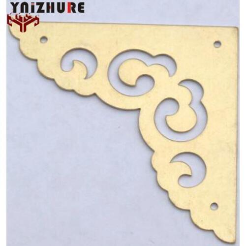 8pcs 65mm Antique Copper Door Corners Jewelry Boxes Decorated Wooden Box Cabinet Copper Corner Flower Piece Decorative