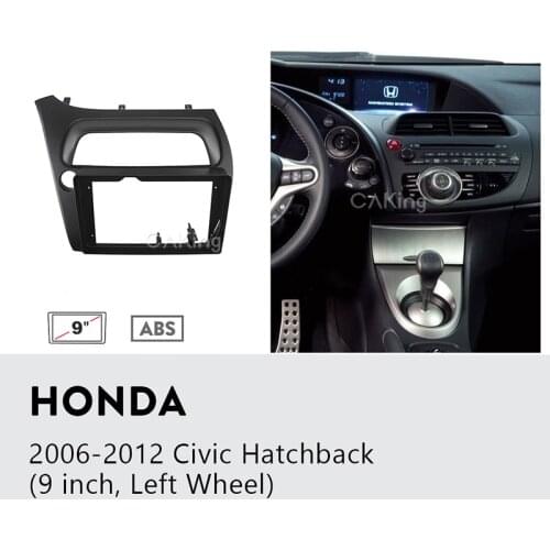 9 inch Car Fascia Panel for Honda Civic Hatchback Left 2006-2011 DVD Player Audio Frame Facia Plate Dash Kit Install Bezel Trim