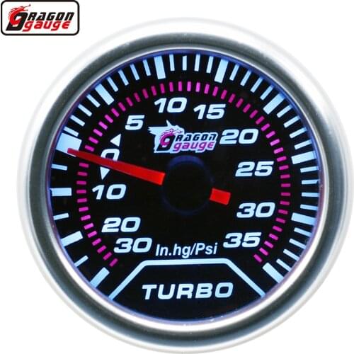 Dragon 52mm White Backlight Auto Car Mechanical Pointer Turbo Boost Gauge Vacuum Pressure Meter Free Shipping
